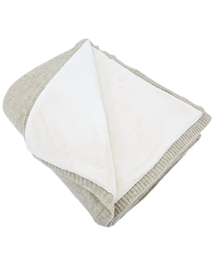 Koc dzianinowy z podszyciem futerkowym 150x200 cm – MILANO DUO LATTE