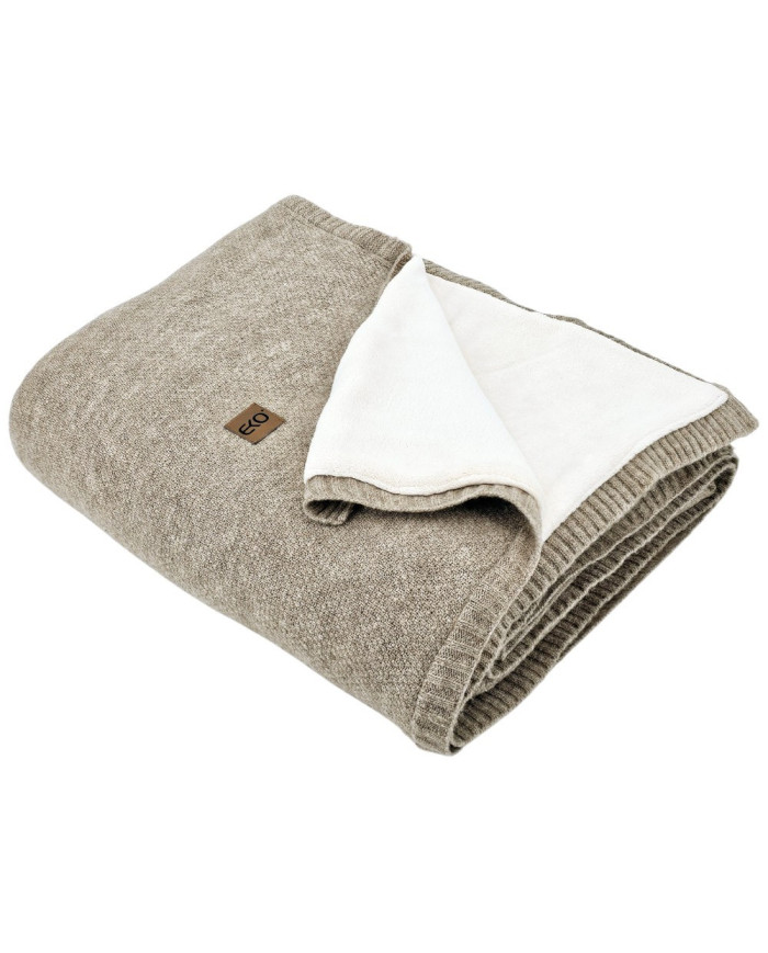 Koc dzianinowy z podszyciem futerkowym 150x200 cm – MILANO DUO TAUPE