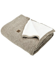 Koc dzianinowy z podszyciem futerkowym 150x200 cm – MILANO DUO TAUPE
