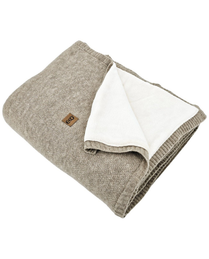 Koc dzianinowy z podszyciem futerkowym 150x200 cm – MILANO DUO TAUPE