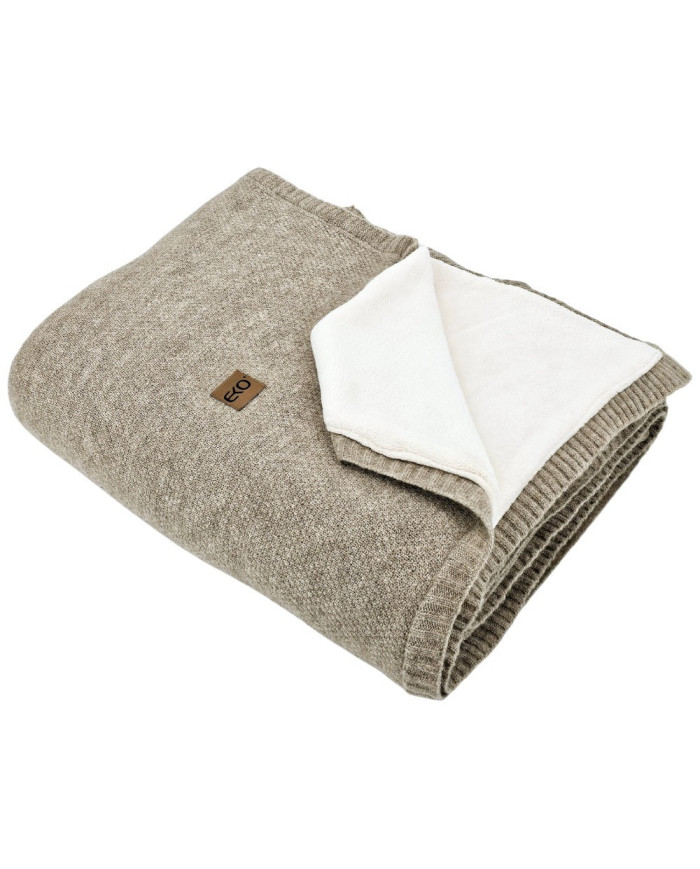 Koc dzianinowy z podszyciem futerkowym 150x200 cm – MILANO DUO TAUPE