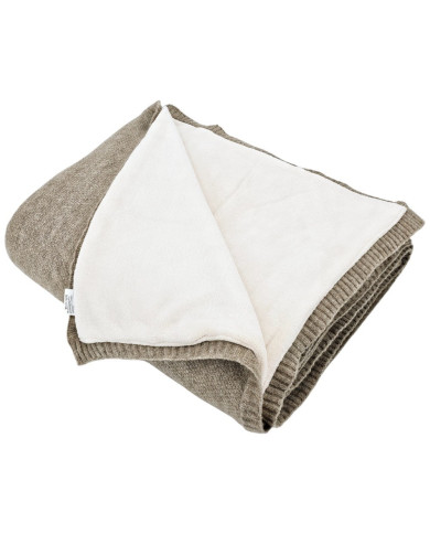 Koc dzianinowy z podszyciem futerkowym 150x200 cm – MILANO DUO TAUPE
