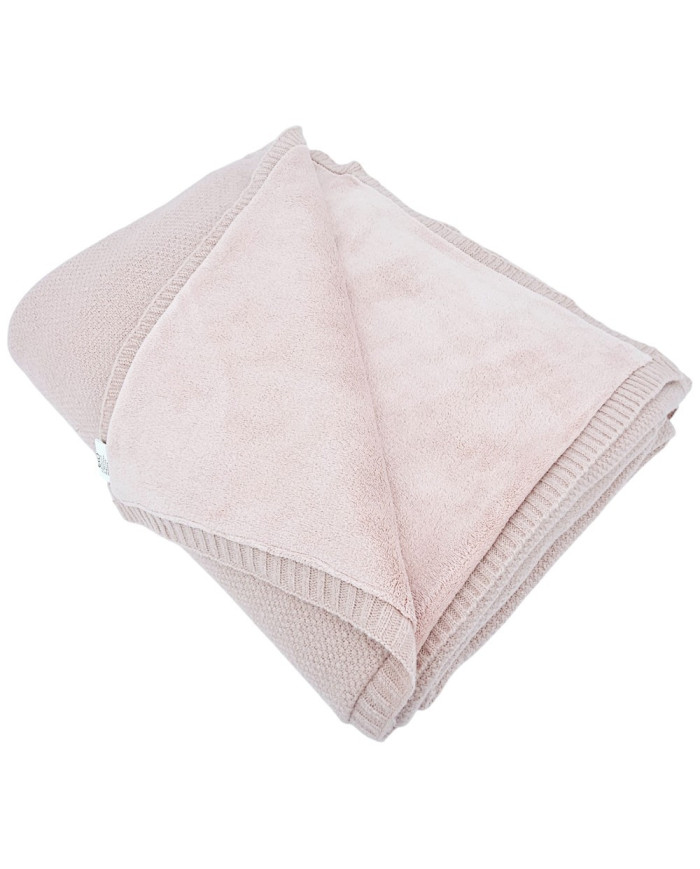 Koc dzianinowy z podszyciem futerkowym 150x200 cm – MILANO DUO ROSE PINK