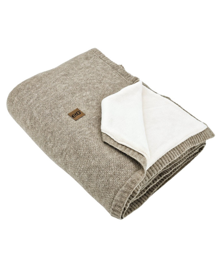Koc dzianinowy z podszyciem futerkowym 150x200 cm – MILANO DUO TAUPE