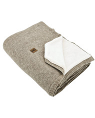Koc dzianinowy z podszyciem futerkowym 150x200 cm – MILANO DUO TAUPE