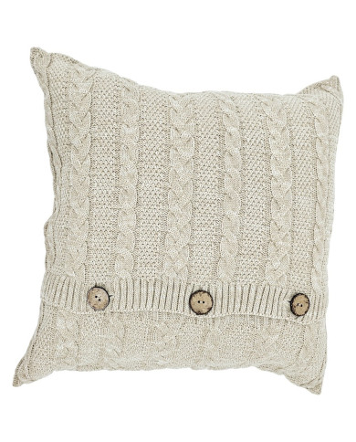 Cotton knitted pillowcase - VENEZIA LATTE