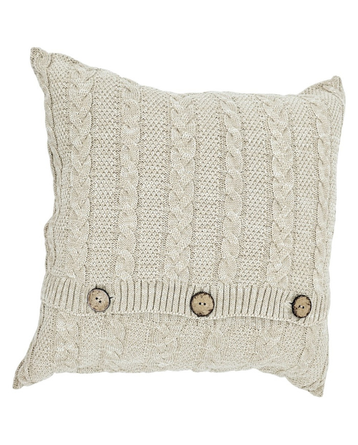 Cotton knitted pillowcase - VENEZIA LATTE
