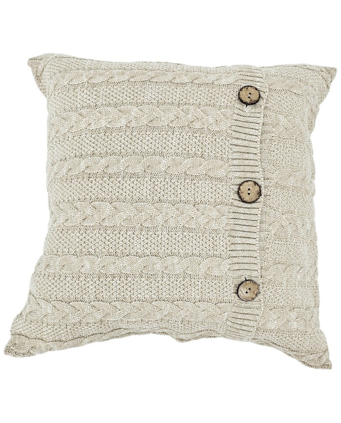 Cotton knitted pillowcase - VENEZIA LATTE