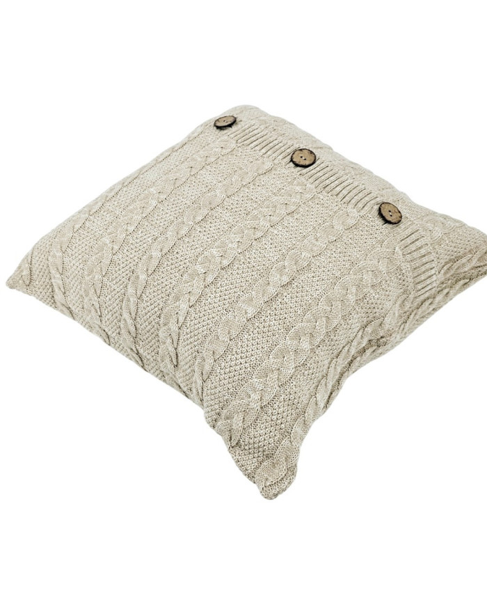 Cotton knitted pillowcase - VENEZIA LATTE