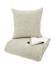Knitted set Blanket with fur lining and Pillow - SET MILANO DUO LATTE