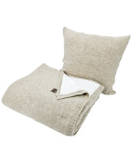 Knitted set Blanket with fur lining and Pillow - SET MILANO DUO LATTE