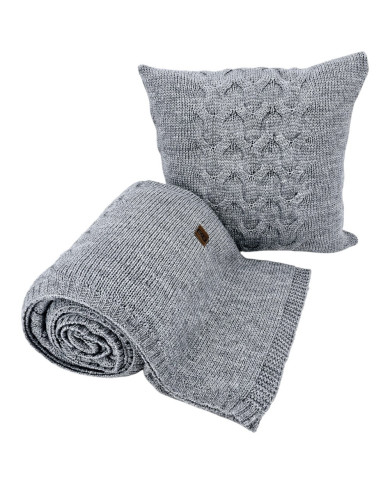 Knitted blanket and pillow set with wool - SET AREZZO POPIEL