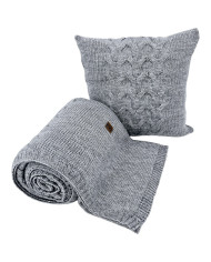 Knitted blanket and pillow set with wool - SET AREZZO POPIEL