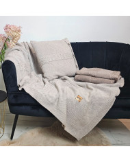 Komplet koc i poduszka z wełny Merino- SET FLORENCE SAND