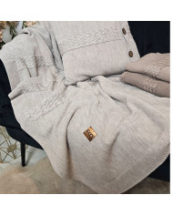 Komplet koc i poduszka z wełny Merino- SET FLORENCE SAND