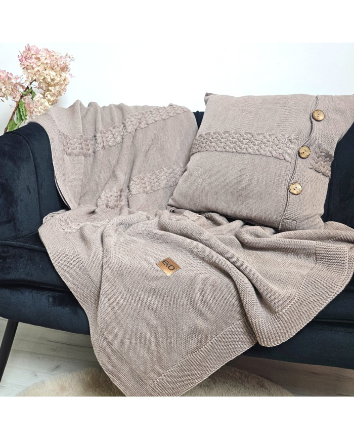 Merino wool blanket and cushion set FLORENCE NUDE