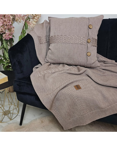 Merino wool blanket and pillow set FLORENCE TAUPE