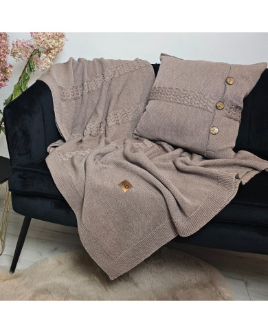 Merino wool blanket and pillow set FLORENCE TAUPE