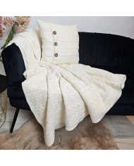 Knitted blanket and pillow set -SET VENEZIA ECRU