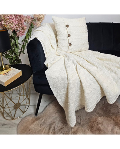 Knitted blanket and pillow set -SET VENEZIA ECRU