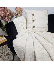 Knitted blanket and pillow set -SET VENEZIA ECRU