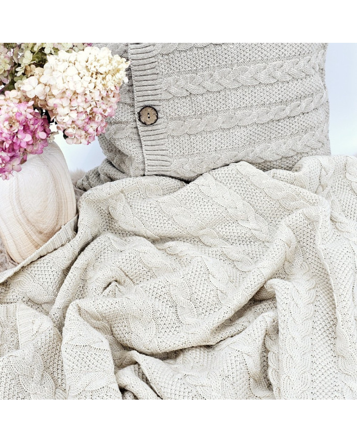 Knitted blanket and pillow set -SET VENEZIA LATTE