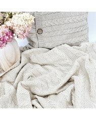 Knitted blanket and pillow set -SET VENEZIA LATTE