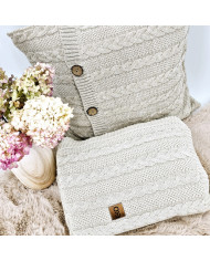 Knitted blanket and pillow set -SET VENEZIA LATTE