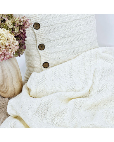Knitted blanket and pillow set -SET VENEZIA ECRU