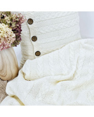 Knitted blanket and pillow set -SET VENEZIA ECRU