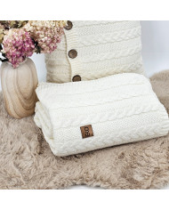 Knitted blanket and pillow set -SET VENEZIA ECRU