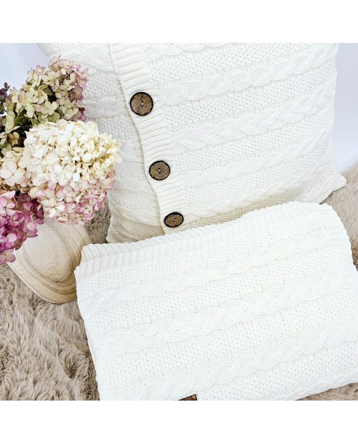 Knitted blanket and pillow set -SET VENEZIA ECRU