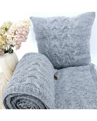 Knitted blanket and pillow set with wool - SET AREZZO POPIEL