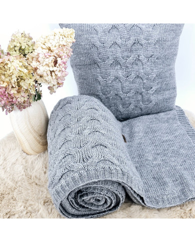 Knitted blanket and pillow set with wool - SET AREZZO POPIEL