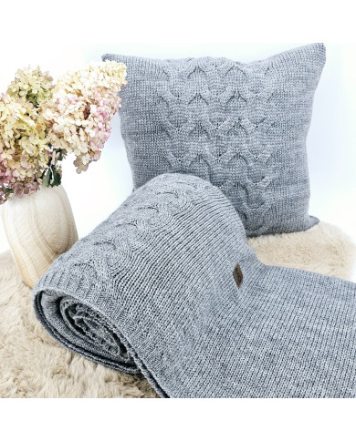 Knitted blanket and pillow set with wool - SET AREZZO POPIEL