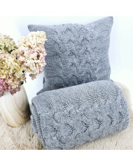 Knitted blanket and pillow set with wool - SET AREZZO POPIEL