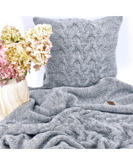 Knitted blanket and pillow set with wool - SET AREZZO POPIEL