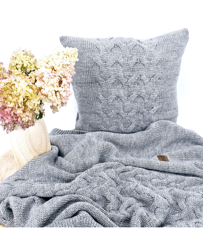 Knitted blanket and pillow set with wool - SET AREZZO POPIEL