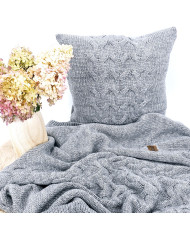 Knitted blanket and pillow set with wool - SET AREZZO POPIEL