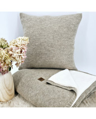 Knitted set Blanket with fur lining and Pillow - SET MILANO DUO TAUPE