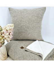 Knitted set Blanket with fur lining and Pillow - SET MILANO DUO TAUPE