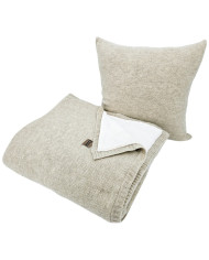 Knitted set Blanket with fur lining and Pillow - SET MILANO DUO LATTE