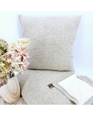 Knitted set Blanket with fur lining and Pillow - SET MILANO DUO LATTE