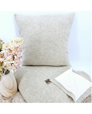 Knitted set Blanket with fur lining and Pillow - SET MILANO DUO LATTE
