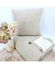 Knitted set Blanket with fur lining and Pillow - SET MILANO DUO LATTE