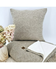 Knitted set Blanket with fur lining and Pillow - SET MILANO DUO TAUPE