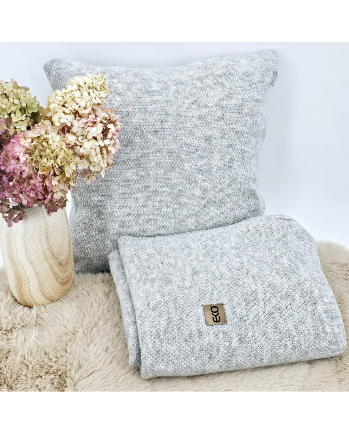 Knitted blanket and cushion set - SET MILANO PEARL