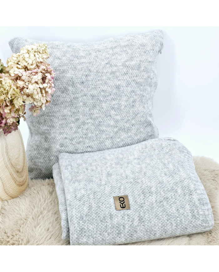 Knitted blanket and cushion set - SET MILANO PEARL