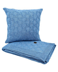 Set of blanket and pillow with Alpaca wool - SET MODENA BLUE