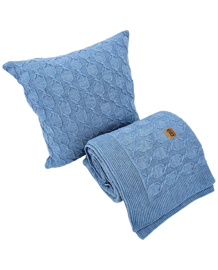 Set of blanket and pillow with Alpaca wool - SET MODENA BLUE